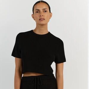 DISSH Classic Black Ribbed Crop Top